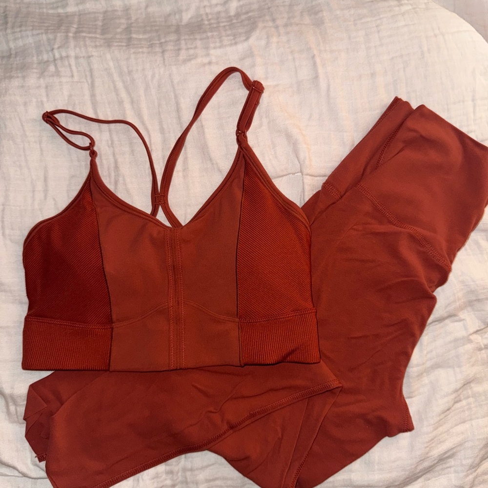 Nike Yoga Dri-FIT Luxe Terracotta Leggings and Bra Set